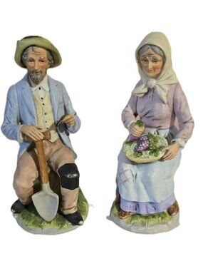 Homco Golden Years Elderly Farming Couple Figurines #1433